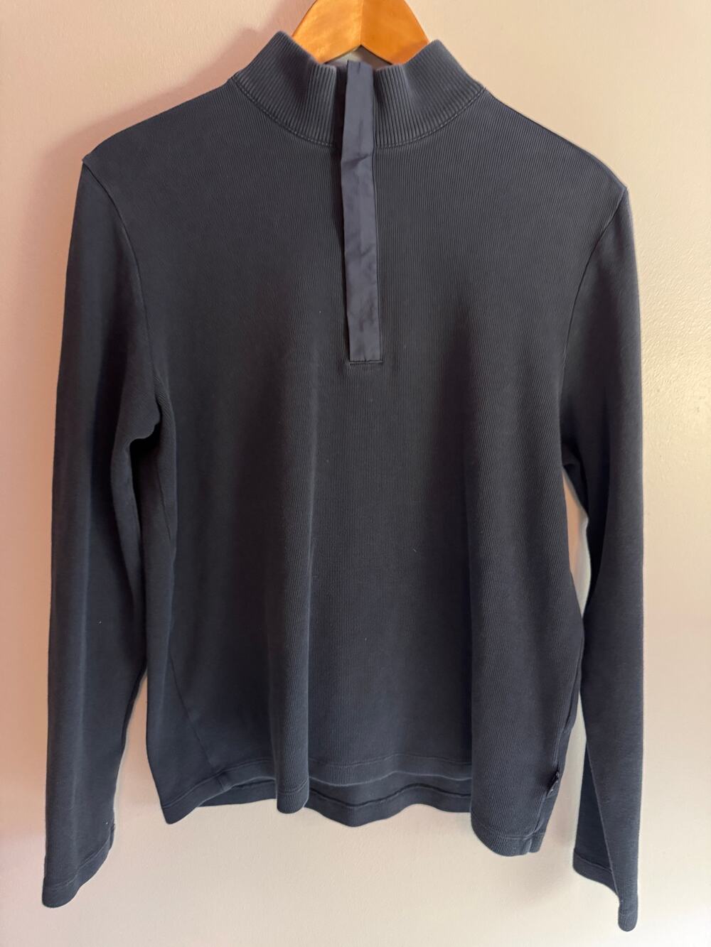BOSS Hugo Boss Men’s Quarter Zip Mock Neck Pullover Regular Fit Navy Size M
